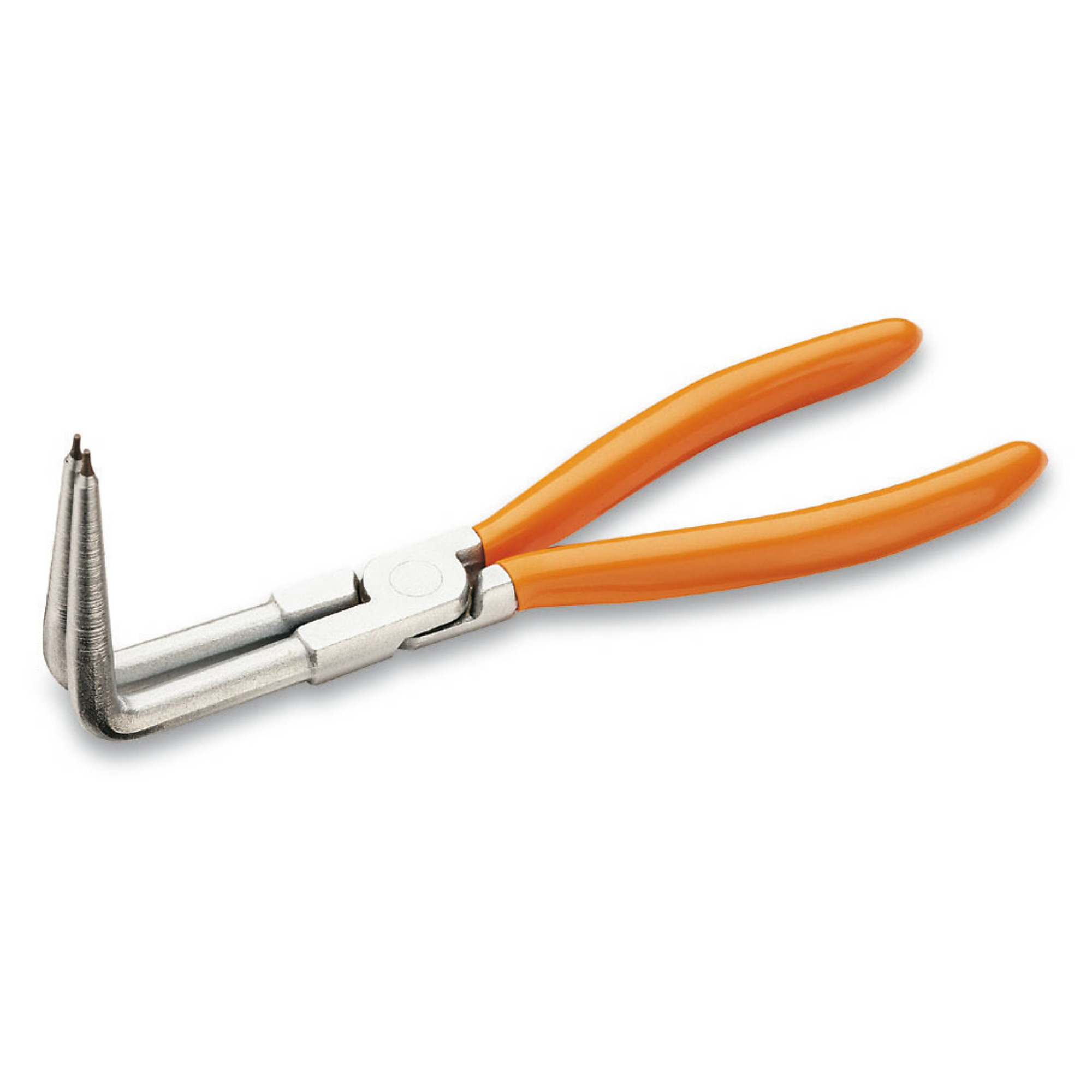 Beta 1034L 90° Curved Long Nose Snap Ring Pliers — 190mm, Brushed Chrome, PVC-Coated Handles, Model# 1034L